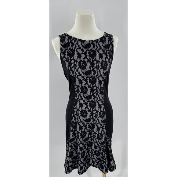 Maeve Anthropologie Black White Lace Dress Stretch Sleeveless Dark Coquette S - Picture 3 of 14